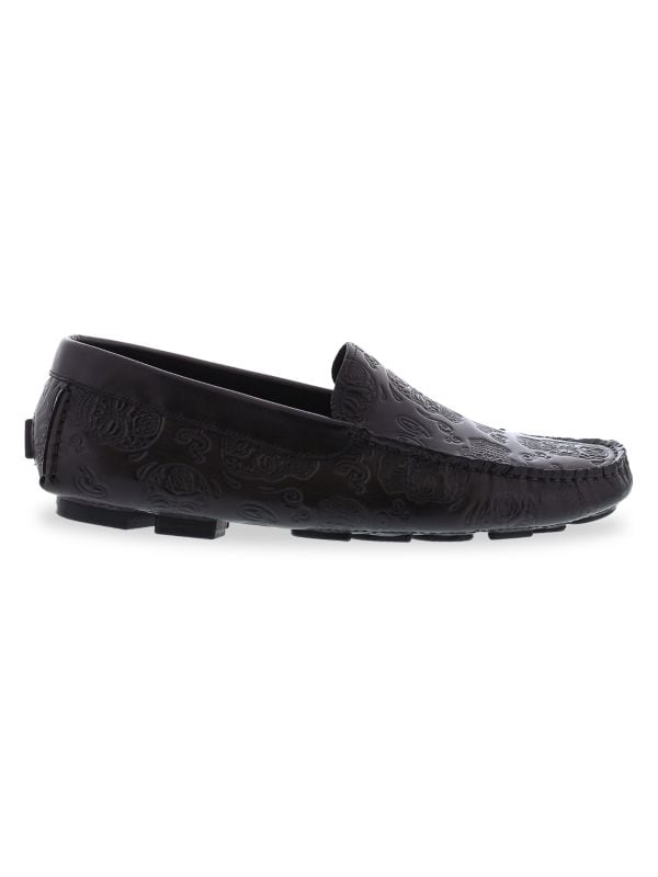 Robert Graham Crossbones Embossed Leather Driving Loafers